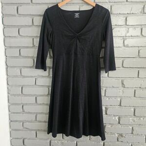 Toad&Co Rosalinda Dress Charcoal Gray Organic Cotton Tencel V-Neck Small